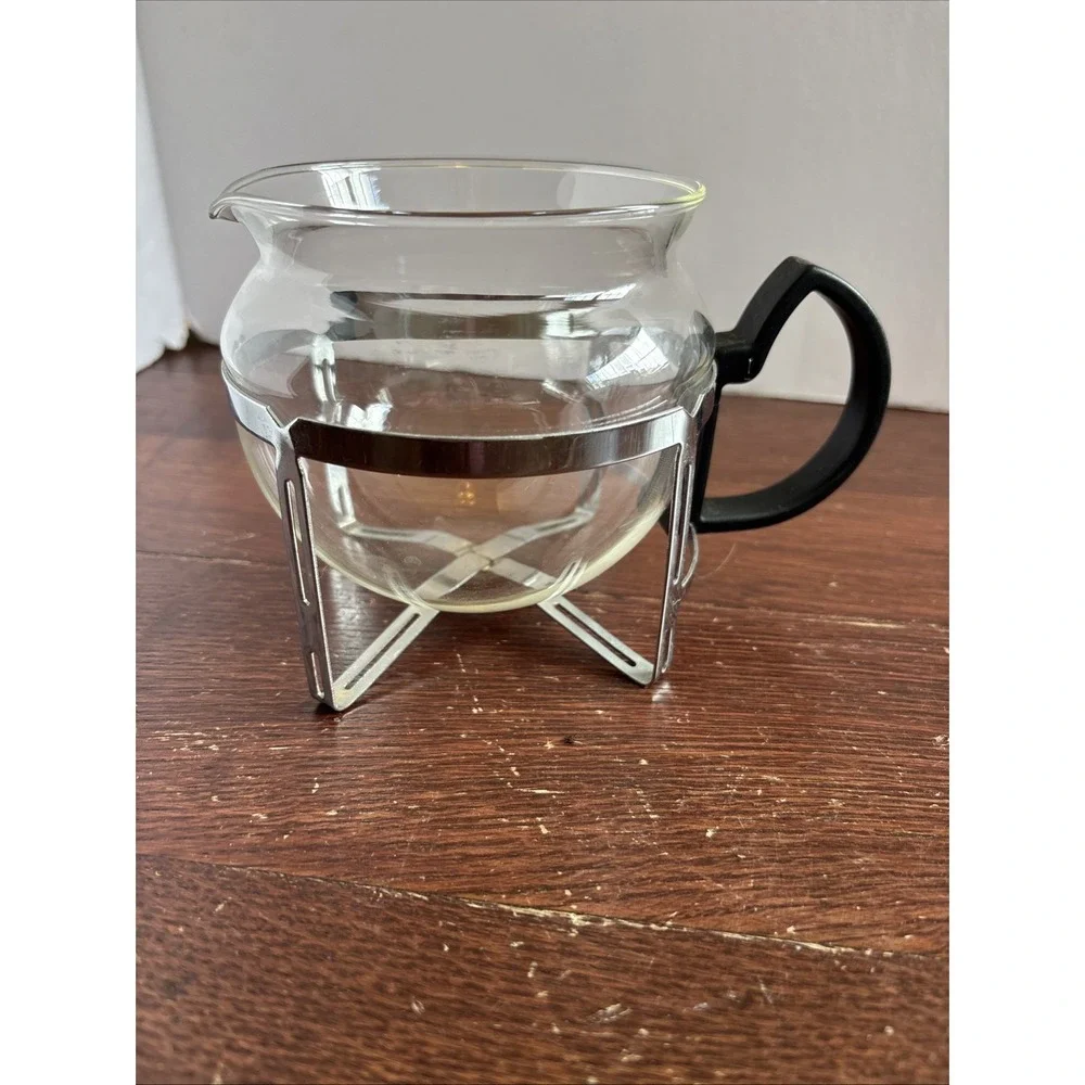 RARE VINTAGE GLASS & METAL‎ 2 CUP TEA POT ONLY~EXCELLENT CONDITION~TEA POT